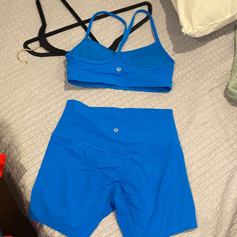 lululemon Electric Blue Active Shorts with Matching Top